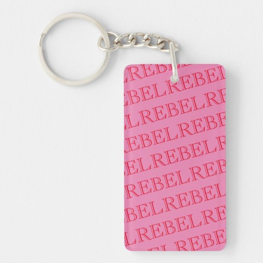 Porte-clés Clavier Acrylique personnalisé - REBEL rose et rou (Devant)