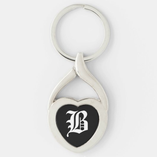 Porte-clés Clavier "B" du coeur noir (Devant)