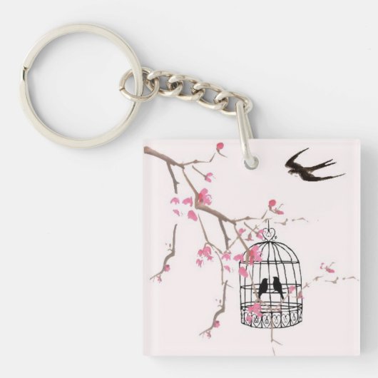 Porte-clés Clavier cerisier en fleur d'oiseau - spécial uniqu (Devant)