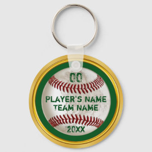Porte-clés Clavier de baseball personnalisé vert et or