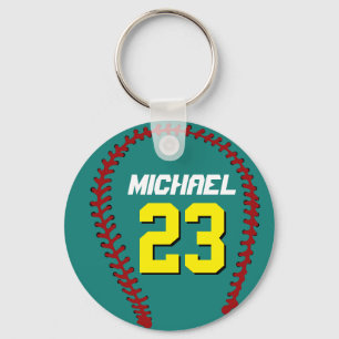 Porte-clés Clavier de baseball turquoise pour les sportifs ou