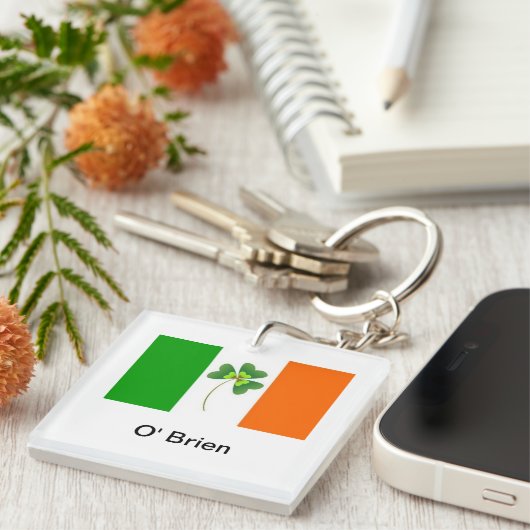 Porte-clés Clavier de drapeau irlandais personnalisé (Devant Droit)