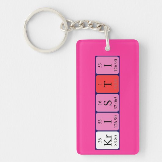Porte-clés Clavier de nom de table périodique Kristi (Devant)