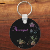 Porte-clés Clavier de nom personnalisé - Fleurs arc-en-ciel (Recto)