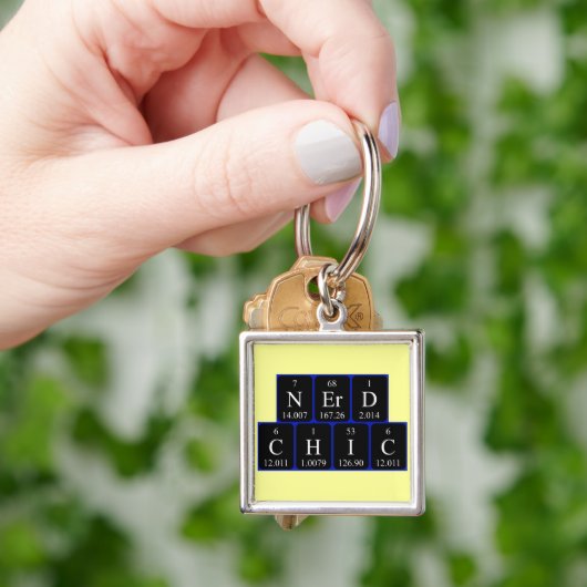 Porte-clés Clavier de phrase de table périodique NerdChic (main)