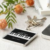 Porte-clés Clavier de piano et texte personnalisable noir et (Côté)