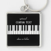 Porte-clés Clavier de piano et texte personnalisable noir et (Devant)