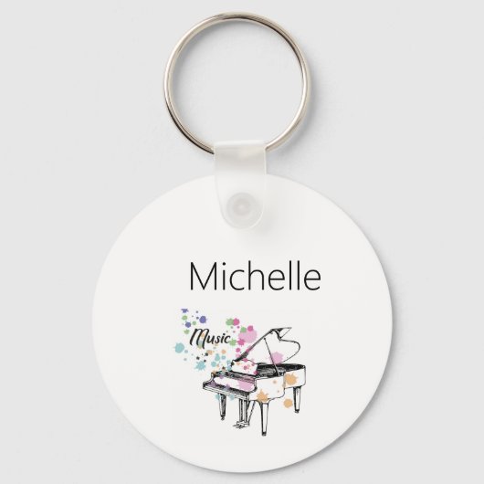 Porte-clés Clavier de Piano & Notes de Musique (Recto)