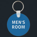Porte-clés Clavier de salle de bain pour hommes<br><div class="desc">Porte - clé avec texte blanc sur un arrière - plan bleu : Chambre pour hommes.</div>