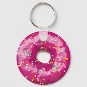 Porte-clés Clavier - Doughnut rose vif avec arrosage