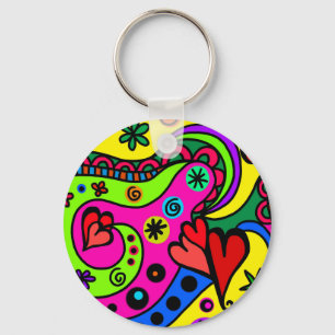 Porte-clés Clavier hippie psychédélique coloré