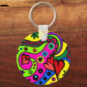 Porte-clés Clavier hippy psychédélique coloré (Recto)