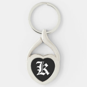 Porte-clés Clavier "K" du coeur noir