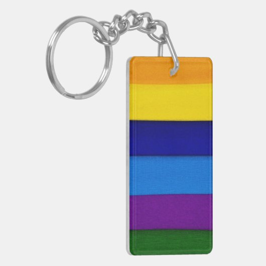 Porte-clés Clavier rayé arc-en-ciel (Devant gauche)