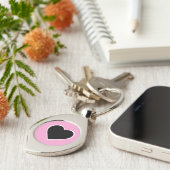 Porte-clés Clavier rose et noir. (Côté )