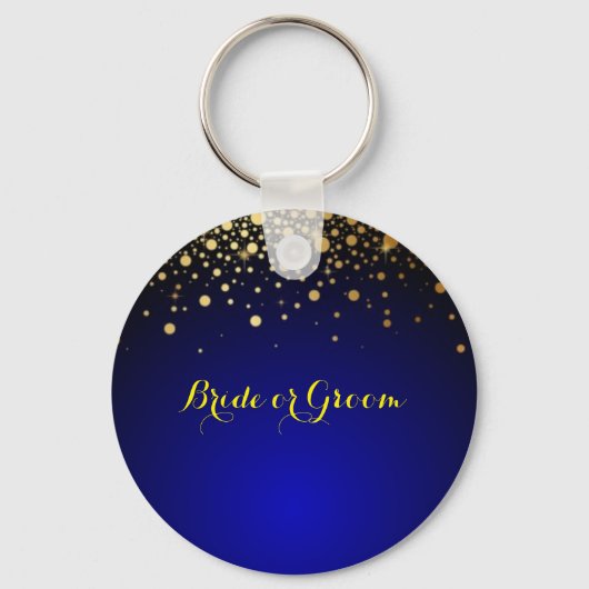Porte-clés Clavier Royal Bleu et Or pour marié ou marié (Recto)