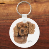Porte-clés Clavier : Ruby Cavalier roi charles spaniel chiot (Recto)