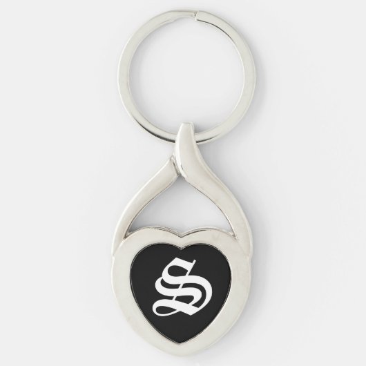 Porte-clés Clavier "S" Coeur Noir (Devant)
