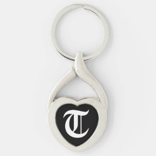 Porte-clés Clavier "T" de coeur noir