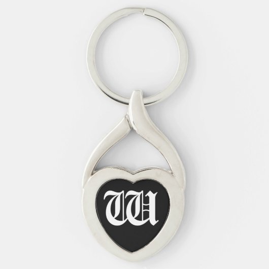 Porte-clés Clavier "W" du coeur noir (Devant)