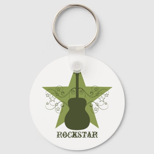 Porte-clés Clé à étoile en forme de guitare Fancy verte (Recto)