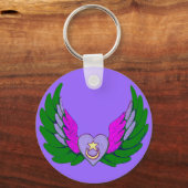 Porte-clés Clé de coeur Sufi Vert ailé (Recto)