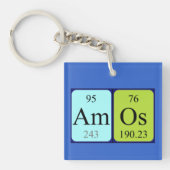 Porte-clés Clé de nom de table périodique Amos (Devant)