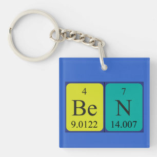 Porte-clés Clé de nom de table périodique Ben