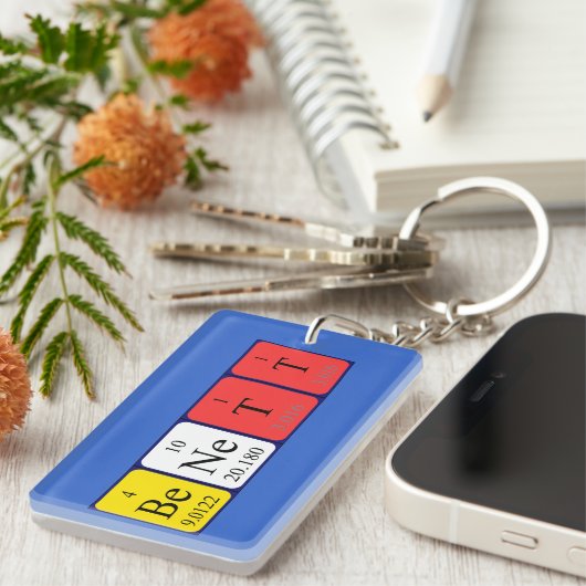 Porte-clés Clé de nom de table périodique Benett (Devant droit)