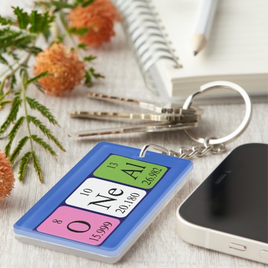 Porte-clés Clé de nom de table périodique du néon (Devant droit)