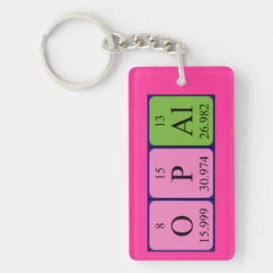 Porte-clés Clé de nom de table périodique opale