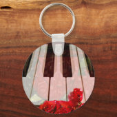 Porte-clés Clé de piano, Roses et notes musicales_ (Recto)