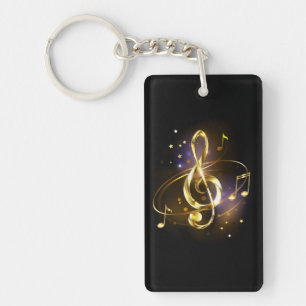 Porte-clés Clé de Sol Musicale en Or