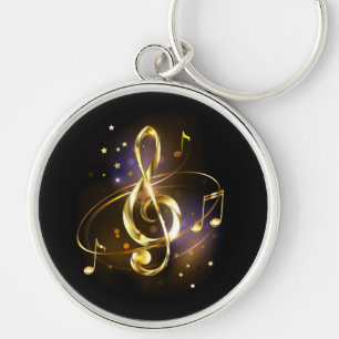 Porte-clés Clé de Sol Musicale en Or