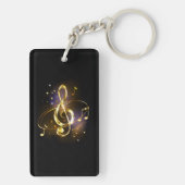 Porte-clés Clé de Sol Musicale en Or (Dos)