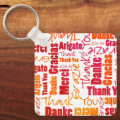 Porte-clés Clé de typographie "Merci" multilingue rouge orang (Recto)