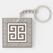 Porte-clés Clé grecque Motif blanc et design Brown (Dos)