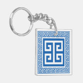 Porte-clés Clé grecque Motif bleu et blanc (Devant gauche)