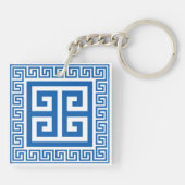 Porte-clés Clé grecque Motif bleu et blanc (Dos)