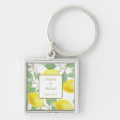 Porte-clés Clé Mariage Feuille verte pour citrons jaune or mo (Devant)