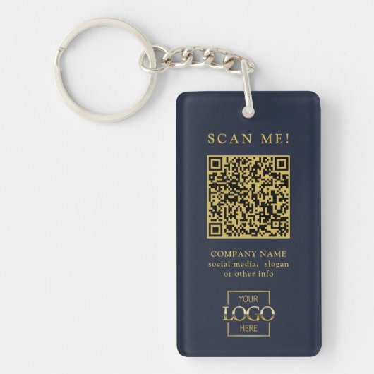 Porte-clés Clé moderne QR Code de logo d'entreprise personnal (Devant)