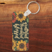 Porte-clés Clé Rectangle en Aluminium Grateful, Thankful, Ble (Verso)