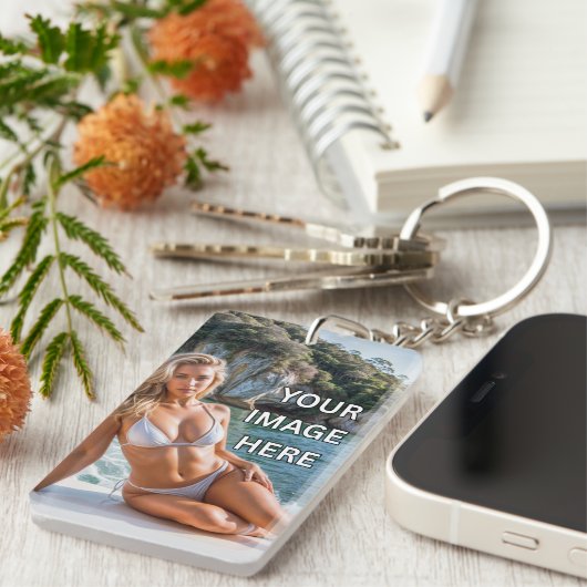 Porte-clés CLEAR! 🔑 Acrylic Keychain – Add Image or Text (Devant droit)