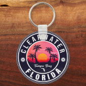 Porte-clés Clearwater Beach Floride Rétro Sunset Souvenirs (Verso)