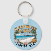 Porte-clés Clearwater Beach Retro Vignette personnalisable (Recto)