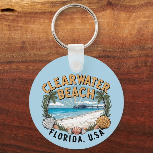 Porte-clés Clearwater Beach Retro Vignette personnalisable (Recto)