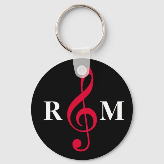 Porte-clés clef rouge trible avec initiales (Recto)