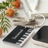 Porte-clés Clés de clavier de piano, noires et blanches (Devant droit)