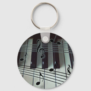 Porte-clés Clés de piano et notes de musique