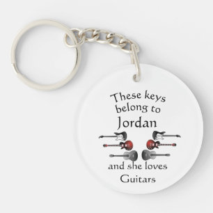 Porte-clés Clés Nom personnalisé Aime la guitare